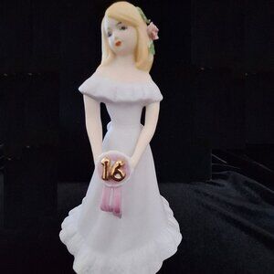 ENESCO - Blonde Growing Up Porcelain 16th Birthday Girl Figurine with Music Box
